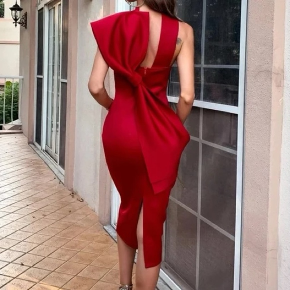 NWT Miss Ord Halterneck Big Bow Pencil Dress